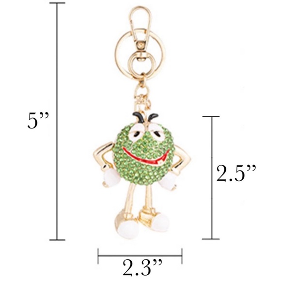 Whimsical White M&M Crystal Character Keychain Charm - Picture 16 of 16